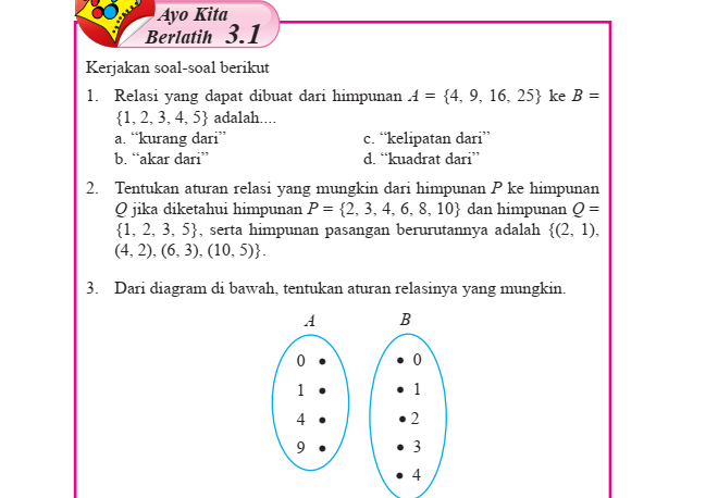 KUNCI Jawaban Ayo Kita Berlatih 3.1 Halaman 86 87 Matematika Kelas 8 ...