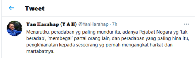 Hasil tangkap layar akun Twitter @YanHarahap