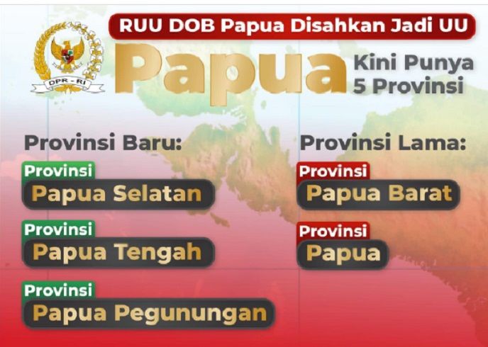 Berikut tiga nama Provinsi baru di Papua beserta profil dan ibu kota.