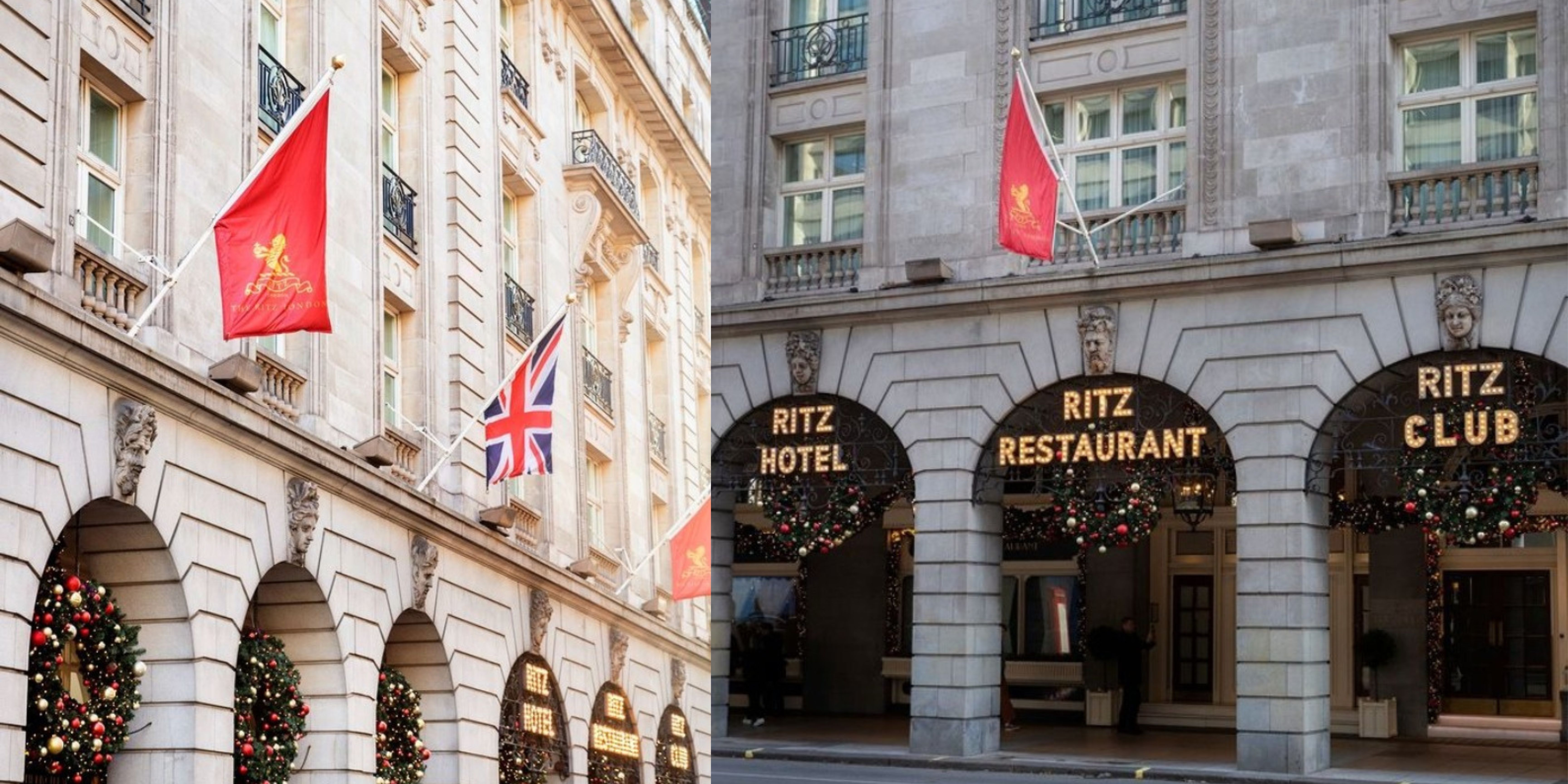 Kolase foto Hotel Ritz London cocok untuk akomodasi saat mau nonton Final Liga Champions