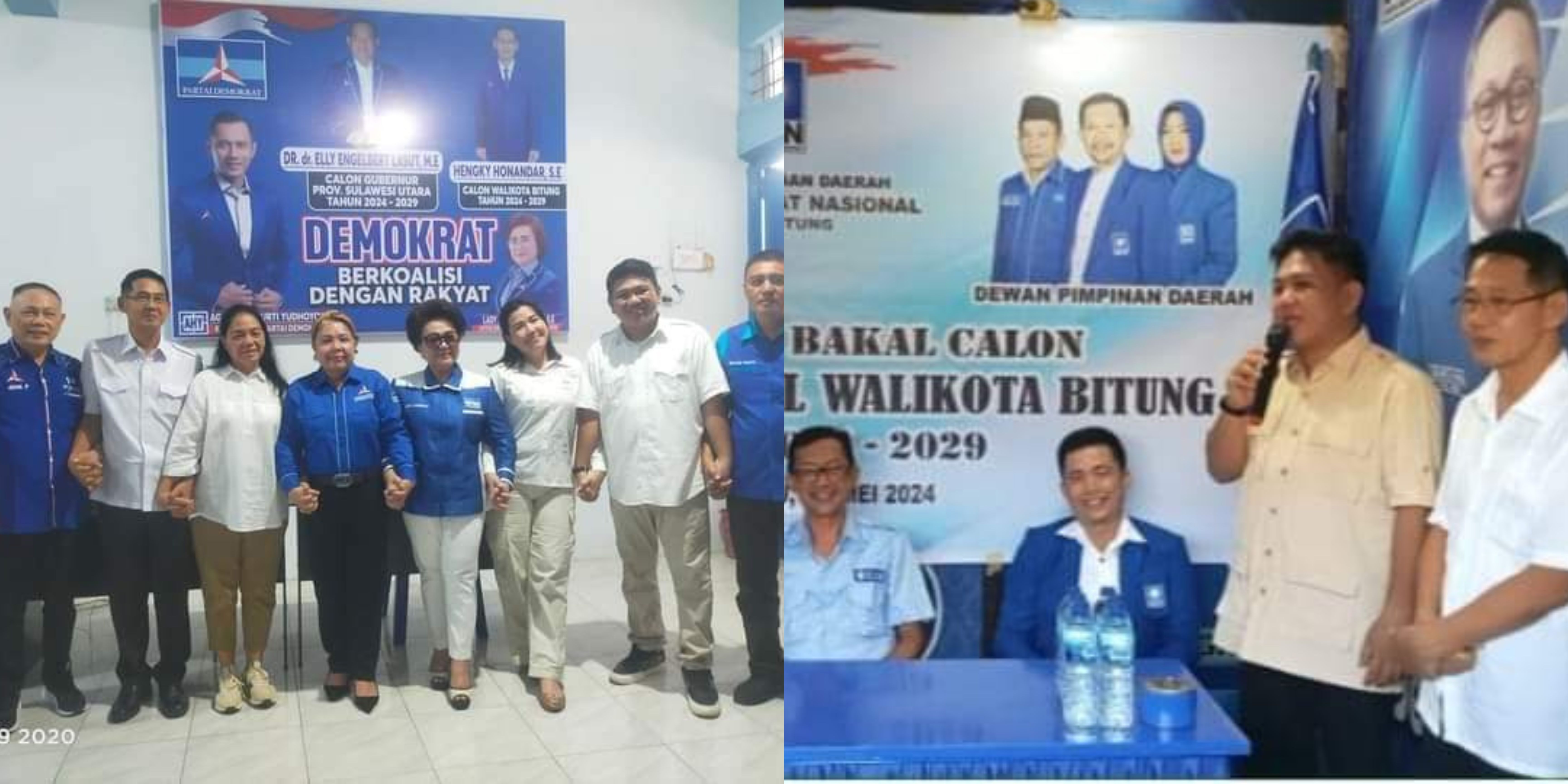 Kolase foto pendaftaran bakal calon Kepala daerah bersama Randito Maringka di PAN dan Demokrat