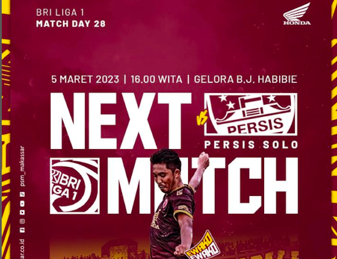 Link live streaming Indosiar, siaran langsung PSM Makassar vs Persis BRI Liga 1.
