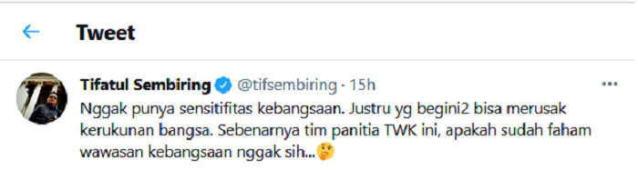 Hasil tangkap layar akun Twitter Tifatul Sembiring