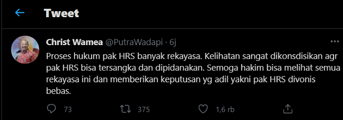 Hasil tangkap layar akun Twitter @PutraWadapi
