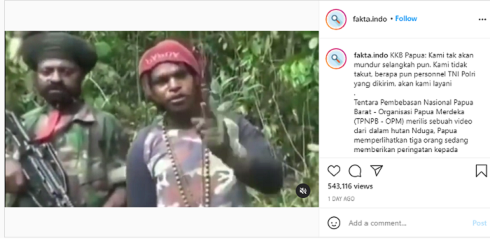 Hasil tangkap layar akun Instagram Fakta Indo