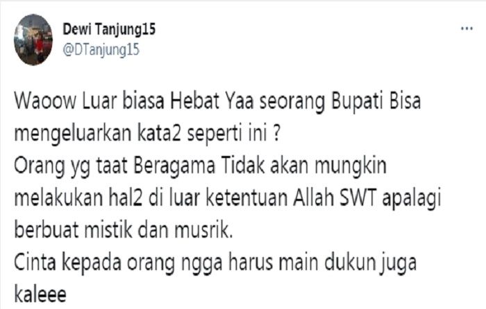 Cuitan Dewi Tanjung yang merespons pernyataan Iti Octavia Jayabaya akan kirim santet ke KSP Moeldoko.