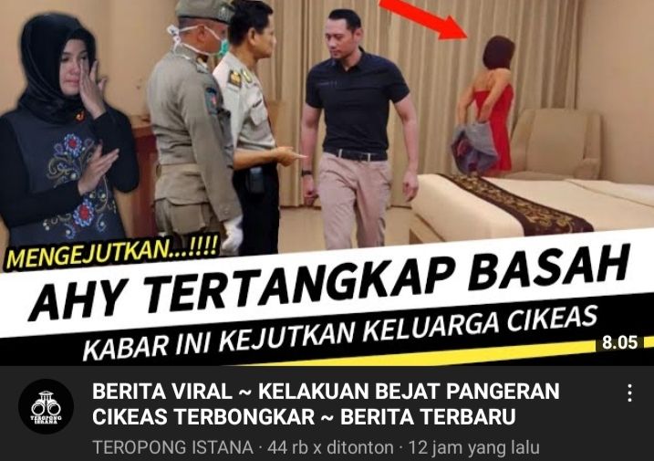 Thumbnail unggahan klaim hoax/youtube Teropong Istana