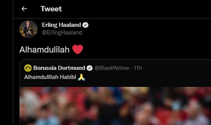 Erling Haaland kembali ucapkan Alhamdulillah merayakan kemenangan Borussia Dortmund atas Bayer Leverkusen