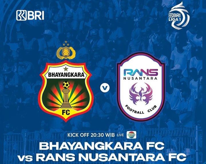 Link live streaming siaran langsung Bhayangkara FC vs RANS Nusantara FC BRI Liga hari ini, Kamis, 30 Maret 2023.