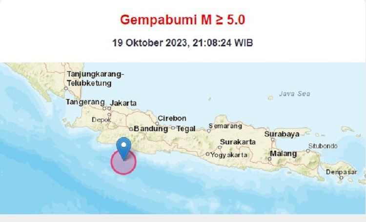 Telah terjadi gempa mengguncang Bandung malam ini Kamis 19 Oktober 2023.