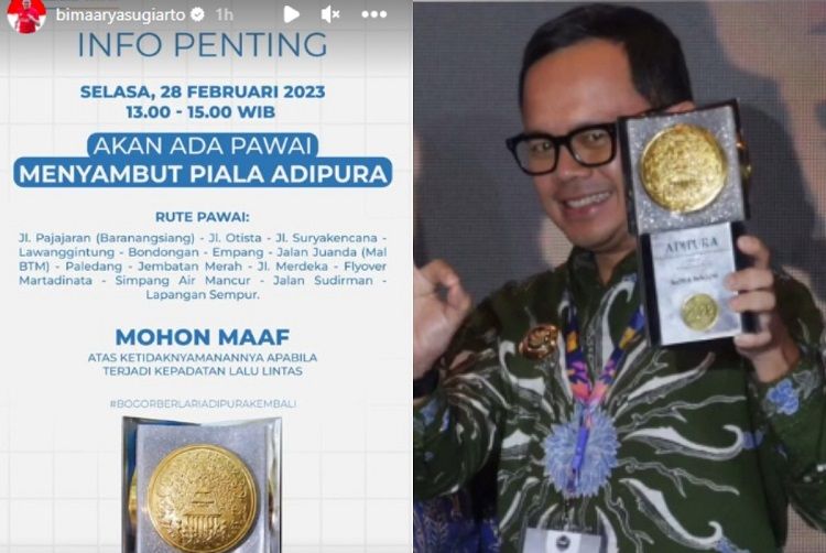 Wali Kota Bogor Bima Arya pamerkan Piala Adipura.