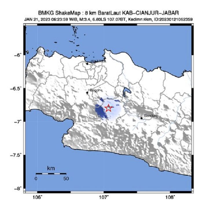 Gempa Cianjur hari ini menurut BMKG Gempa dirasakan di Pacet dan Kota cianjur Jawa Barat