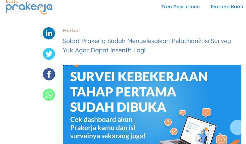 Mau Tambahan Insentif Panduan Mengisi Survey Prakerja Di Dashboard Prakerja Go Id Jurnal Garut