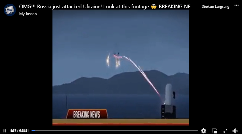 Unggahan video yang mengklaim Rusia menyerang Ukraina.