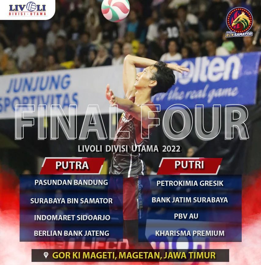 Jadwal Voli November 2022, Livoli Divisi Utama di Magetan Surabaya Samator vs Indomaret di Final Four