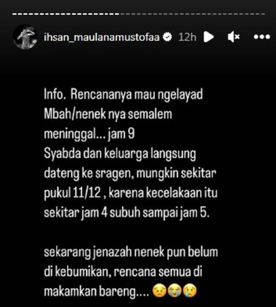 Unggahan IG Story Ilham Maulana