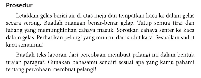 Laporan Percobaan Membuat Pelangi Kunci Jawaban Bahasa Indonesia Kelas 9 Halaman 28 Ringtimes 8731