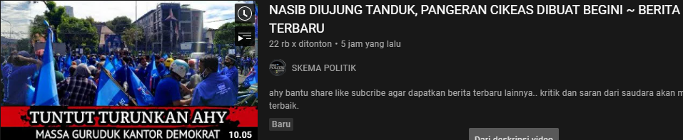 Thumbnail video unggahan klaim hoax/youtube/Skema Politik