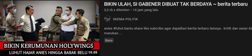 Thumbnail video yang diklaim merupakan video Luhut Binsar Pandjaitan hajar Gubernur DKI Jakarta, Anies Baswedan/youtube/skema politik