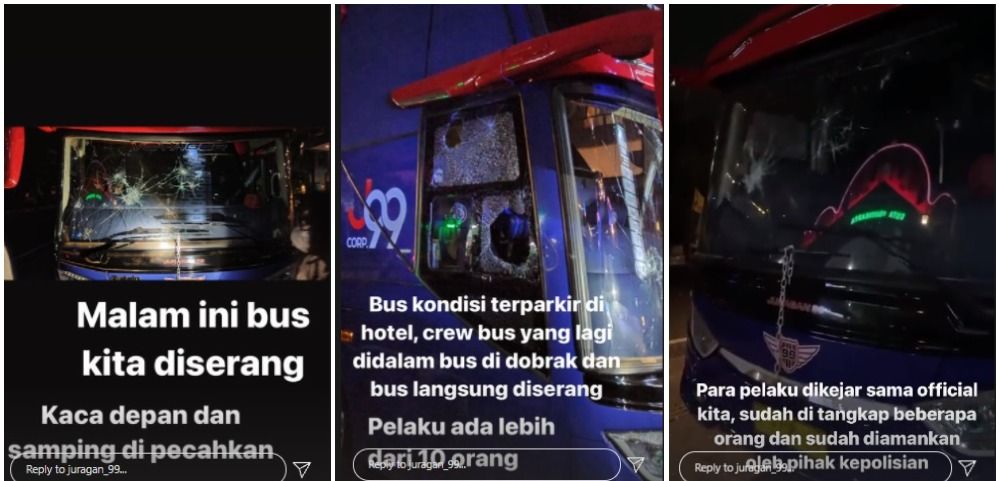 Gilang 'Juragan 99' mengungkapkan kegeramannya usai bus milik Arema FC diserang oleh oknum diduga lebih dari 10 orang.*