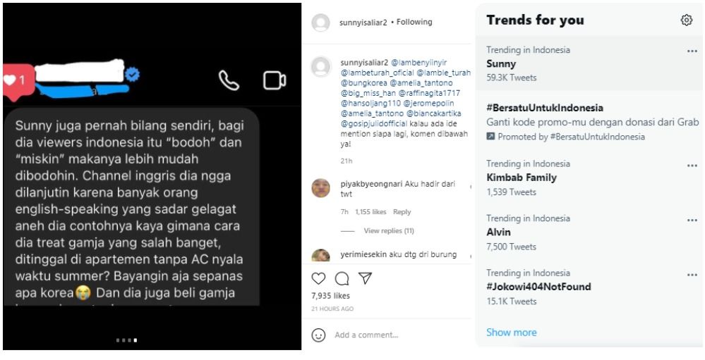 Trending di Twitter, nama Youtube Korea Selatan Sunny Dahya viral usai disebut menuding netizen Indonesia bodoh dan miskin.*