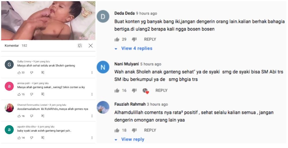 Netizen memberikan dukungan agar Rizki DA terus membuat konten YouTube dengan anak dari Nadya Mustika Rahayu, Syaki.*