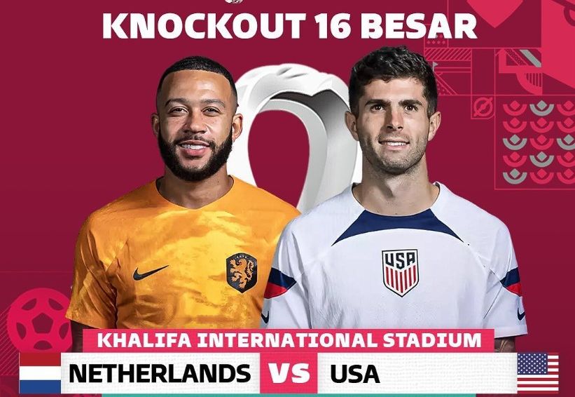 Belanda vs Amerika Serikat Piala Dunia 2022 nonton di link live streaming babak 16 besar malam ini siaran langsung SCTV.