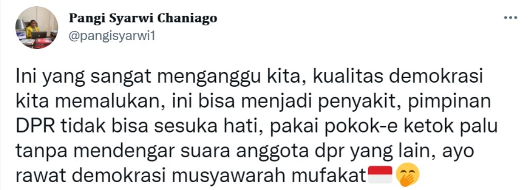 Cuitan pengamat politik Pangi Syarwi yang mengomentari sikap Puan Maharani.