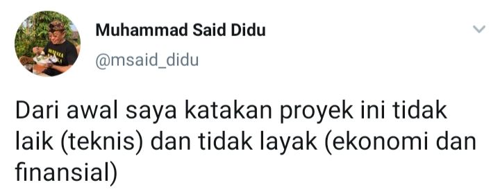 Cuitan Said Didu soal tanah proyek Kereta Cepat Jakarta-Bandung runtuh.