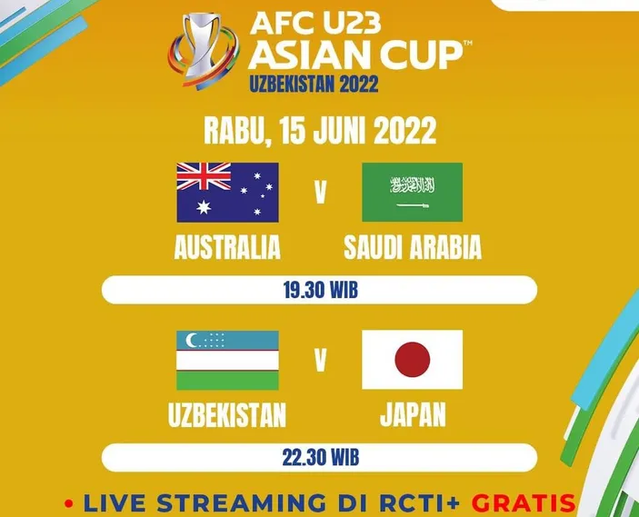 Jadwal Semifinal Afc U 23 Asian Cup Di Inews Rcti 15 Juni 2022