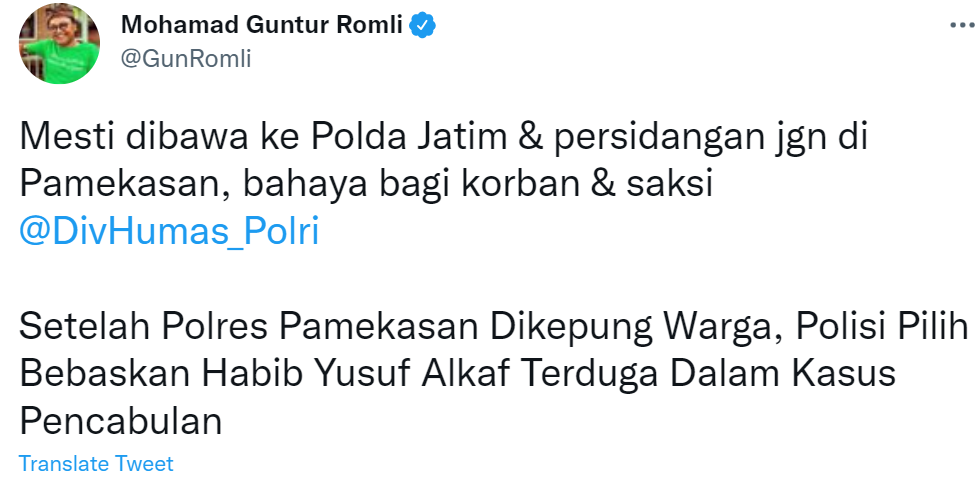 Cuitan Guntur Romli menanggapi kasus pencabulan di Pamekasan.