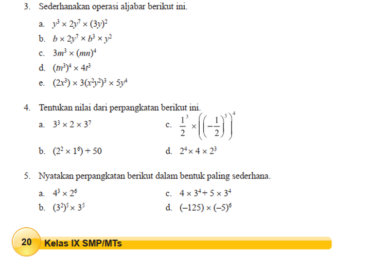 Kunci Jawaban Matematika Kelas 9 Halaman 20 21 Latihan 2.1 Soal Nomor 1 ...