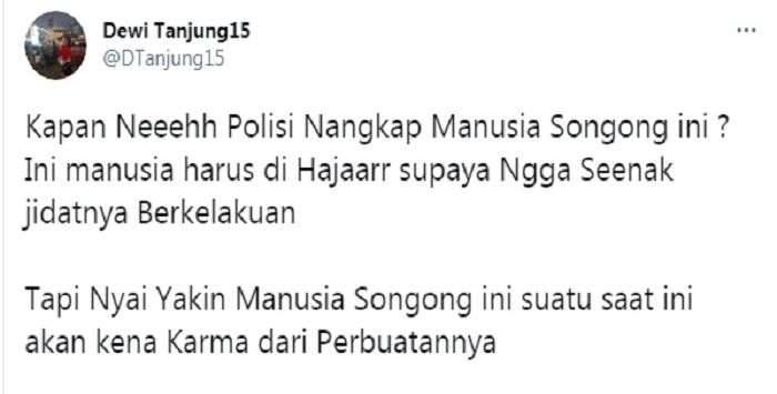 Cuitan Dewi Tanjung yang merespons Munarman 'rusuh' di sidang perdana Habib Rizieq Shihab.