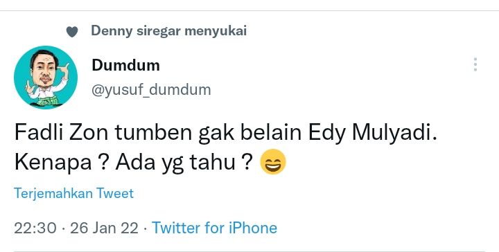 Tangkapan layar Twitter cuitan @Yusuf_Dumdum