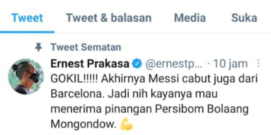 Ernest menyebut Messi bakal dipinang Persibom