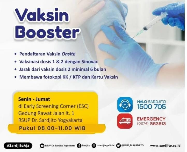 Informasi pendaftaran vaksin booster di RS Sardjito Jogja
