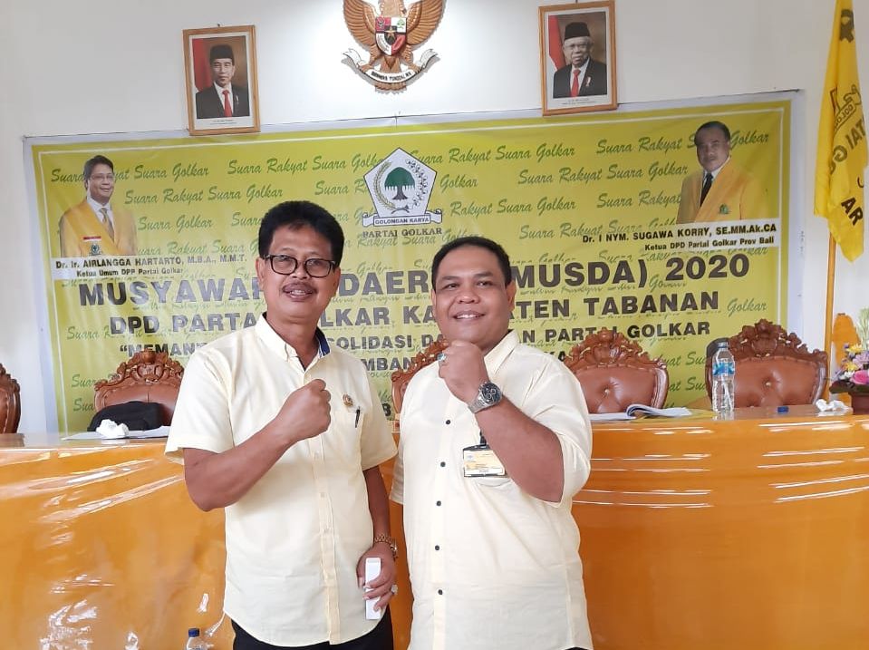Ketua dan Sekretaris DPD II Golkar Tabanan terpilih 2020-2025