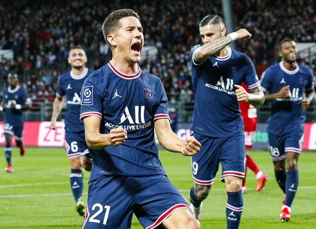 Ander Herrera merayakan gol saat PSG bertandang ke markas Brest dalam lanjutan Liga Prancis, 21 Agustus 2021. PSG vs Lyon, Catat Jadwal Lengkap Liga Prancis Malam Ini