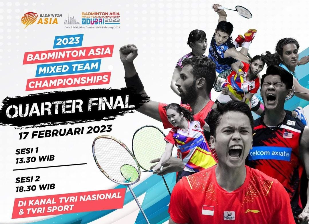 Jadwal Perempat Final Badminton Asia Mixed Team Championships dan Link