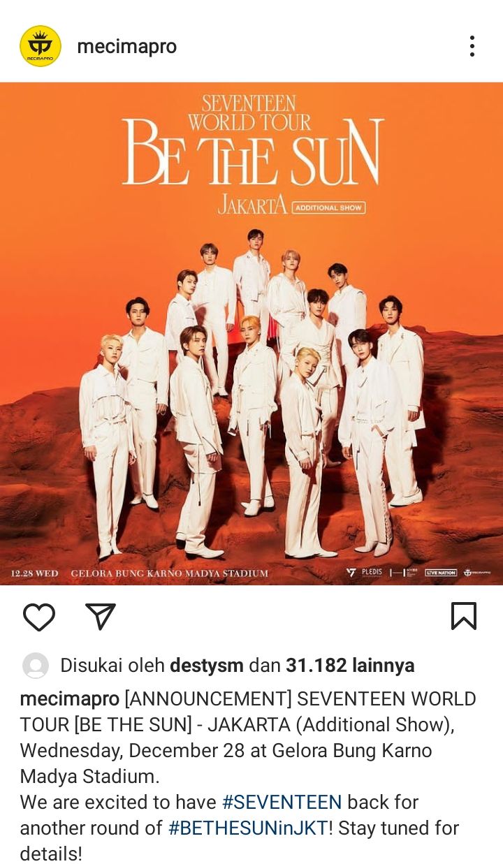 Hore SEVENTEEN Bakal Balik Lagi Ke Jakarta Untuk Konser Be The Sun Pada ...