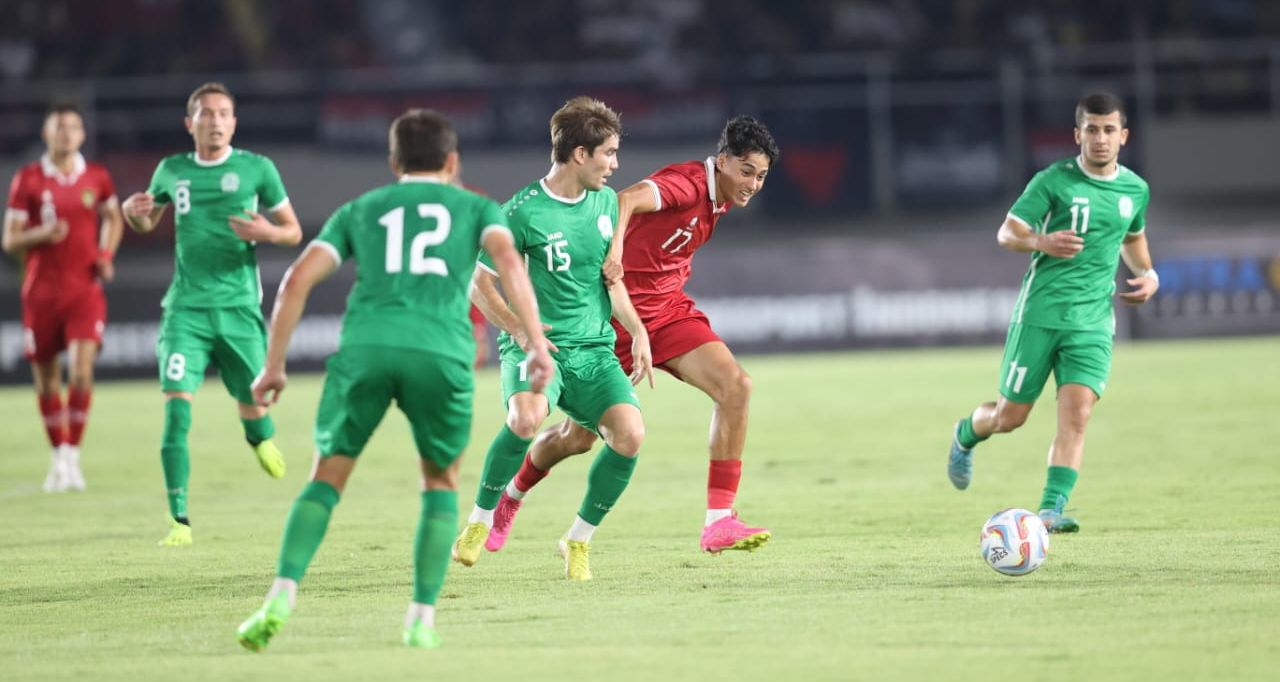 Indonesia vs Turkmenistan kualifikasi Piala Asia U-23 di Stadion Manahan, Solo, Selasa 12 September 2023.