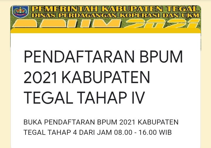 Cara Daftar BLT UMKM Tahap 4 Kabupaten Tegal, Pendaftaran Banpres BPUM 2021 Ditutup Hari Ini!