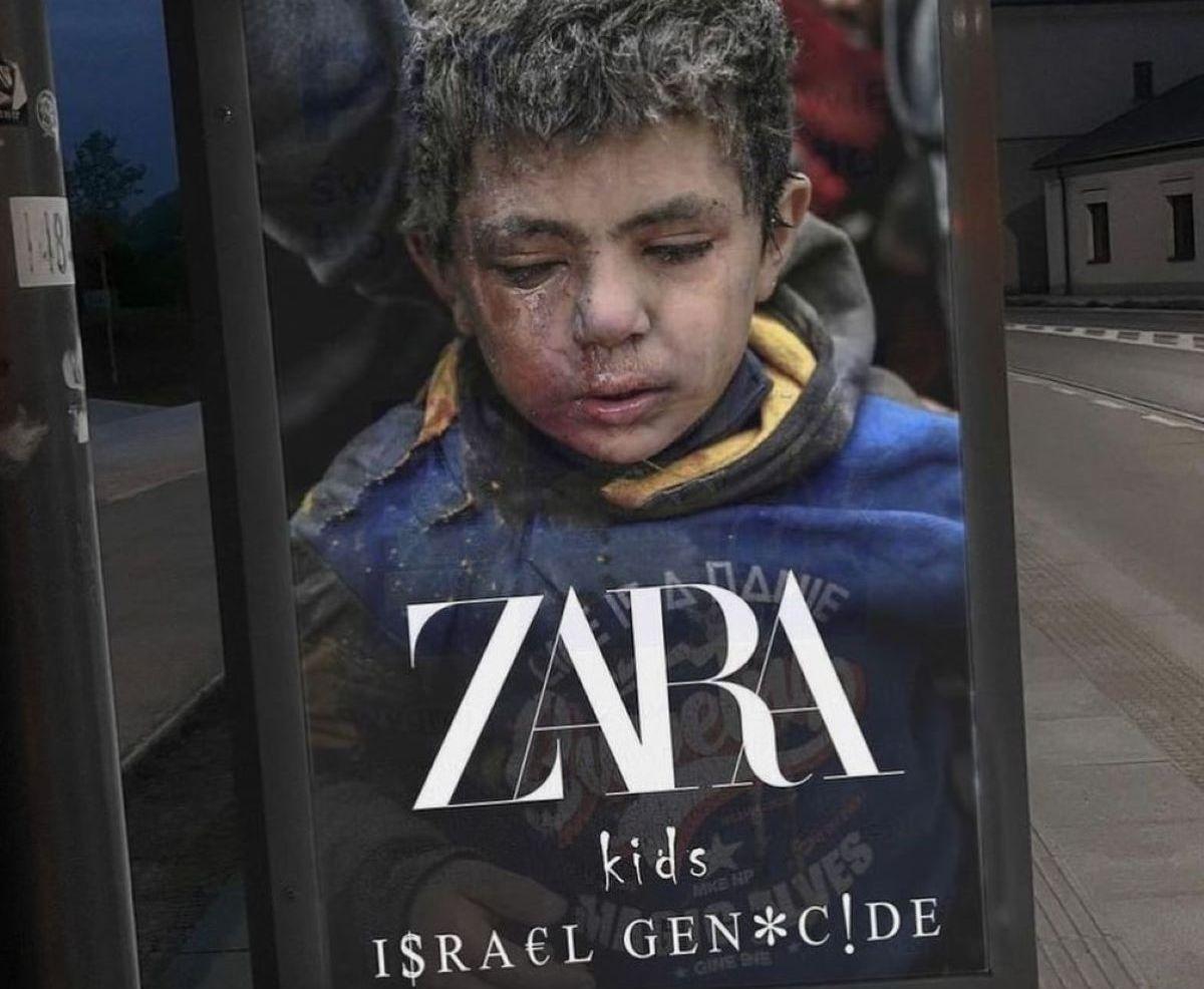 Iklan terbaru Zara menggunakan mayat dalam bungkus plastik, dan estetika zona perang, mengejek genosida yang dilakukan Israel di Gaza dijadikan karya seniman ternama Igor Dobrowolski dalam mendukung Gerakan Boikot, Divestasi, dan Sanksi terhadap perusahaan pedukung Israel.
