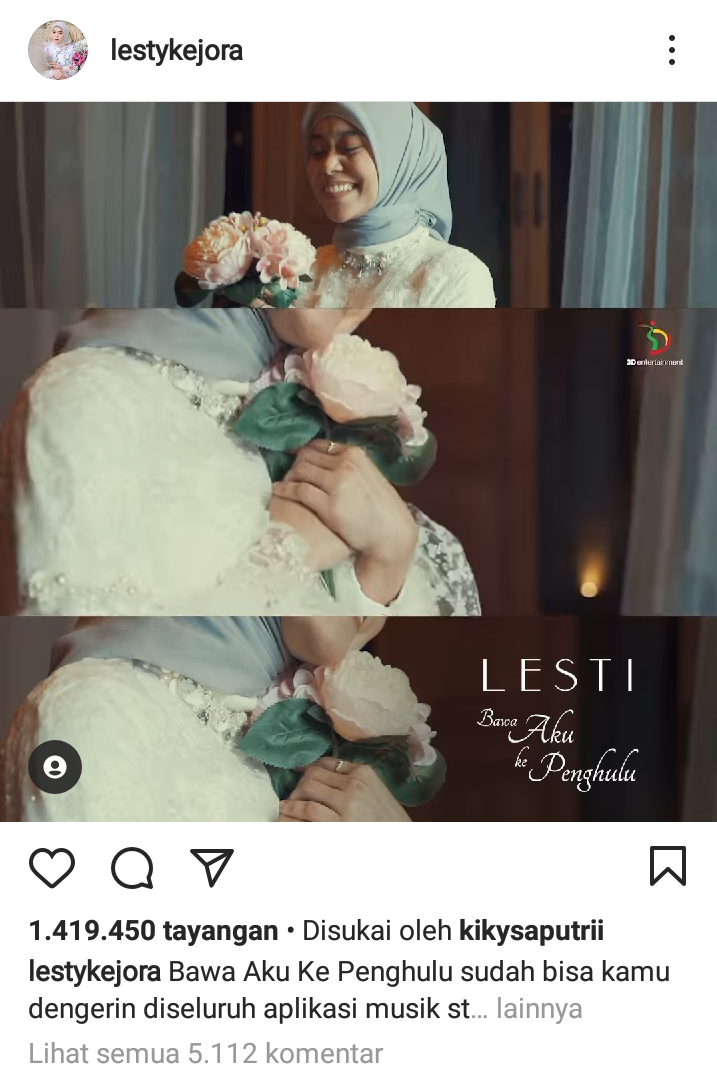 Hasil tangakap layar laman Instagram Lesty Kejora