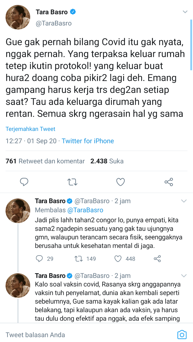 Klarifikasi Tara Basro 