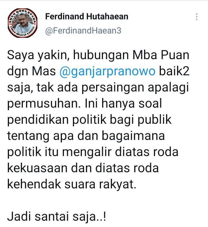 Ganjar Pranowo Tak Diundang Acara PDIP, Ferdinand Hutahaean Bandingkan Nasib Gubernur Jateng dengan Jokowi