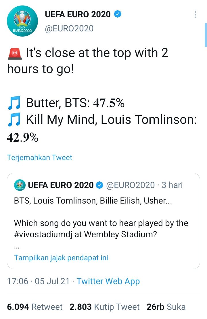 Lagu BTS Butter akan Diputar pada Final Euro 2020, Bikin Bangga Army