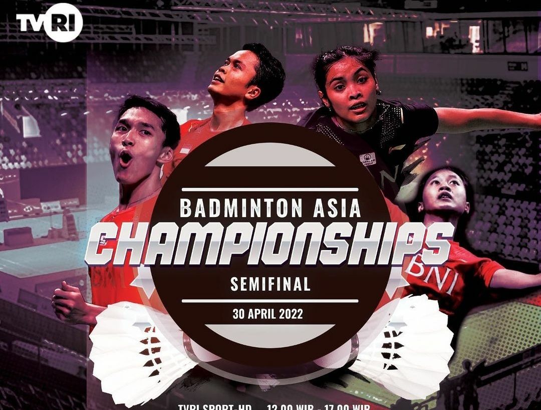 Badminton Asia Championship 2022, Bisa Nonton di TVRI Semifinal dan Final 30 April