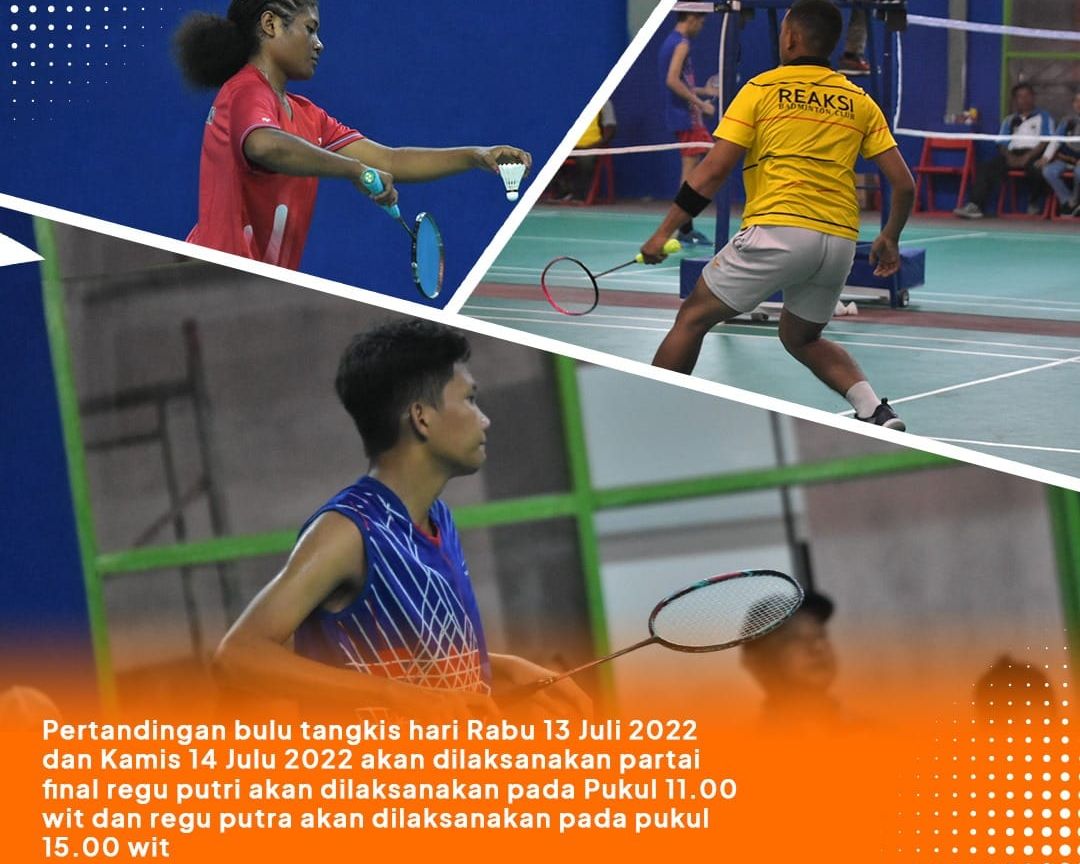 Final Bulu Tangkis Putra dan Putri di Pekan Olahraga Kabupaten (PORKAB) II Tahun 2022 Kabupaten Jayapura, yang berlangsung pada Kamis, 14 Juli 2022.