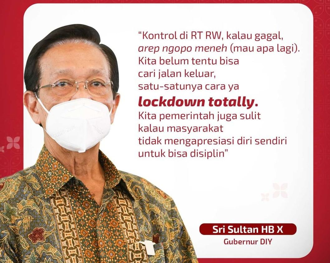 Sultan Hamengku Buwono X Bicara Kalau Gagal Ngontrol Di Rt Rw Jalan Keluar Dengan Cara Lockdown Totally Warta Lombok